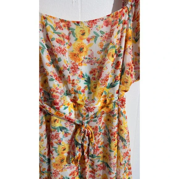 NWT Lily Rose Floral Square Neck Puff Sleeve‎ Smocked Waist Midi Dress 1X - Picture 2 of 8